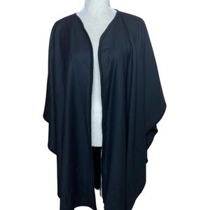 Valentino Boutique Black Wool Cashmere Blend Open Front Cape Poncho Medium